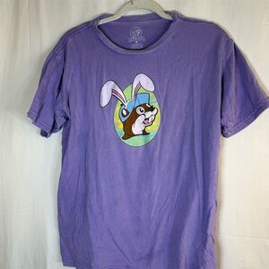 Buc-ee's T-Shirt Mens Size M Purple Easter Bunny Beaver Graphic Crewneck